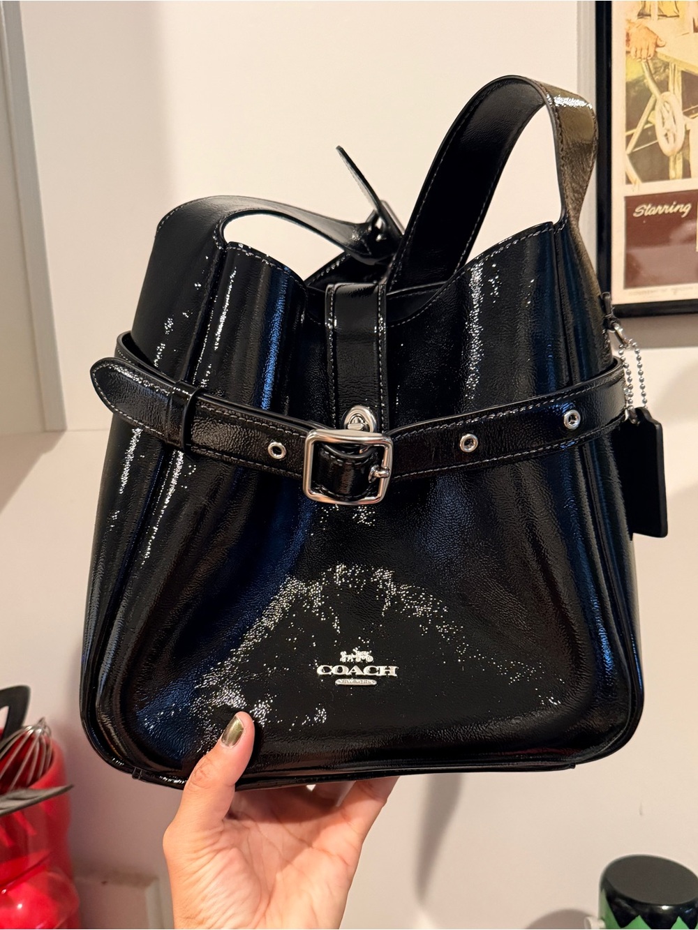 Coach Hadley Black Crinkle Convertible Crossbody